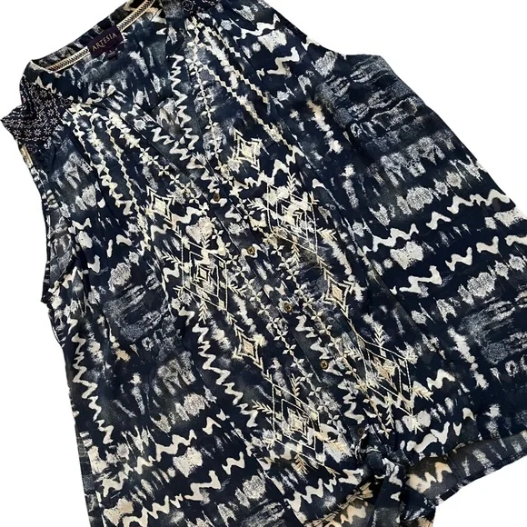 Artesia V-Neck Sleeveless Tie Front Top, Sz L - Picture 8 of 12